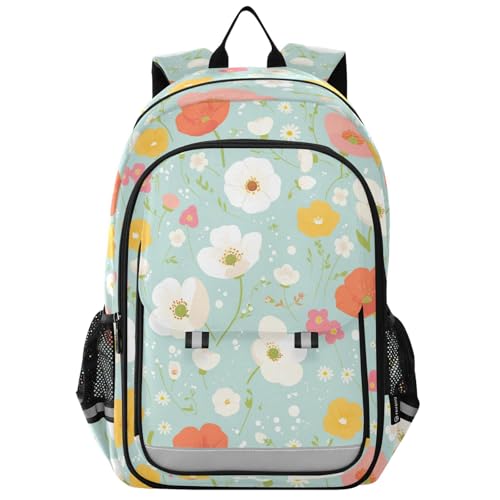 little kids backpacks for girls 8-12: adjustable bookbag for 6th grade school boys girls in assorted colors - Vibrant Flowers Simple