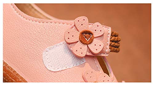 Girls’ Sweet Flowers Princess Dress Mary Jane Flats Cute Casual Shoes Pink Size 6M4
