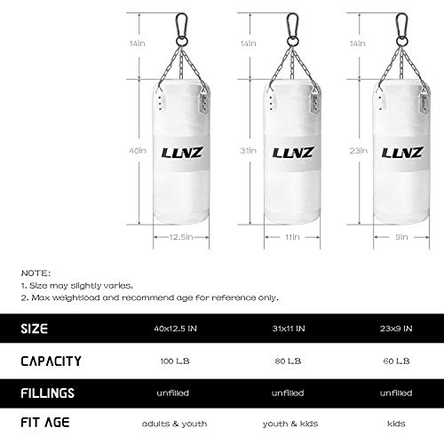 Luniquz Punching Bag for Kids Adults, Unfilled Hanging Boxing Bag with Mount Set for MMA Muay Thai Sparring, 31" in Blue