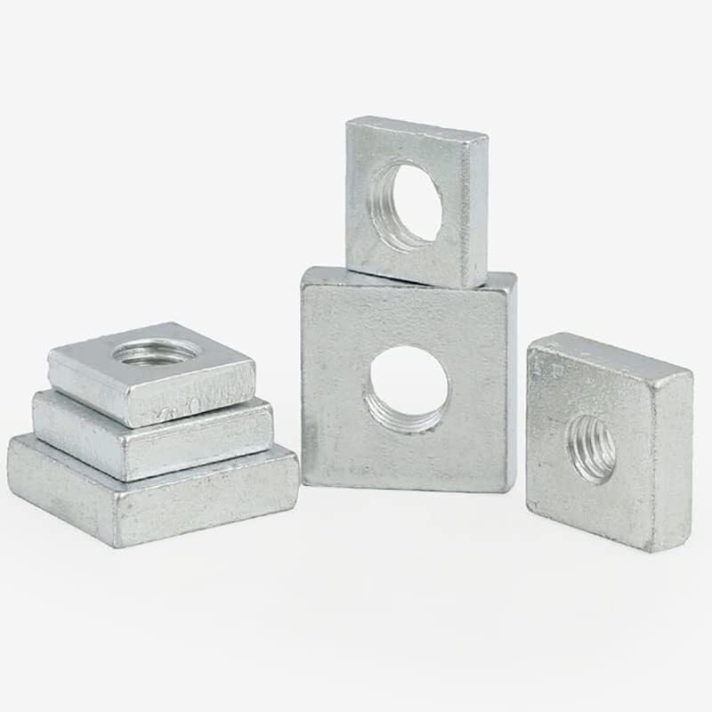 100pcs Galvanized Thin Square Nuts - Rectangular Nuts for Mechanical Equipment, M2 M2.5 M3 M4 M5 M6(M6x10x10x2.5)