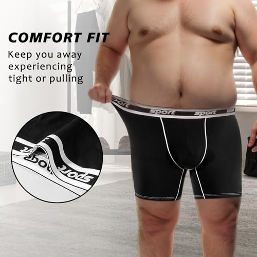 Men Big and Tall Underwear Boxer Briefs - Breathable Moisture Wicking Long Leg Underwear 2XL 3XL 4XL 5XL 6XL2