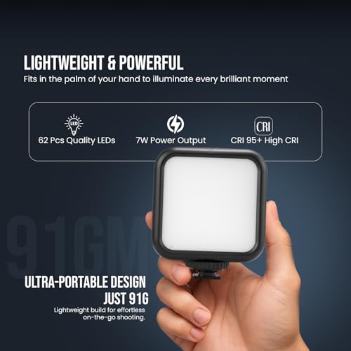 Image of HIFFIN LT-003 Selfie Light with 3000-9000K Adjustable CCT | 3 Light Modes (White /Warm /Natural) | 7W Power, 2000mAh in-Built Battery, USB-C Charging, Portable Size for Phones, Vlogging & Video Making