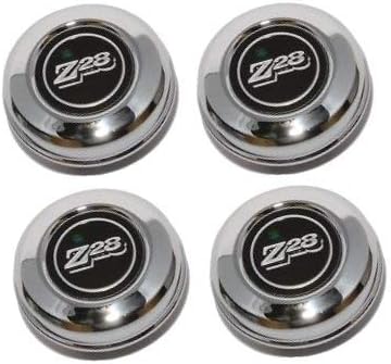 General Motors GM Restoration Set of 4 New 5 Spoke Mag Wheel Chrome Stainless Metal Center Caps Replacement for 1970-1981 Chevrolet Camaro Z28