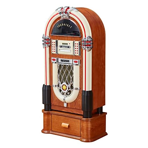 Arkrocket Full Size Jukebox Vinyl Record Player Bluetooth USB SD CD Player Radio Retro Turntable Classic Jukebox (Taurus + Stand - Classic)