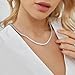 Gem's Beauty Moissanite Tennis Necklace 3mm-6.5mm 925 Silver Plated With 14k White Gold Moissanite Necklace For Women Men Handmade Gifts Anniversary Birthday (16 inch, Silver 3mm)