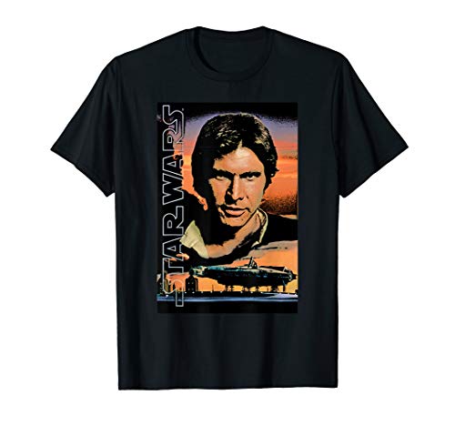 Star wars han solo millennium falcon retro poster t-shirt