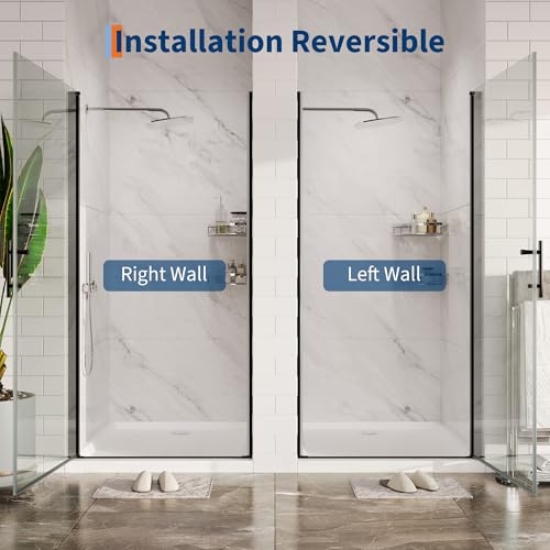 Image of 72 x 34 Inch Shower Doors with 1 /4 inch (6mm) Tempered Glass, Single Shower Door, Easy Installation for Modern Bathroom