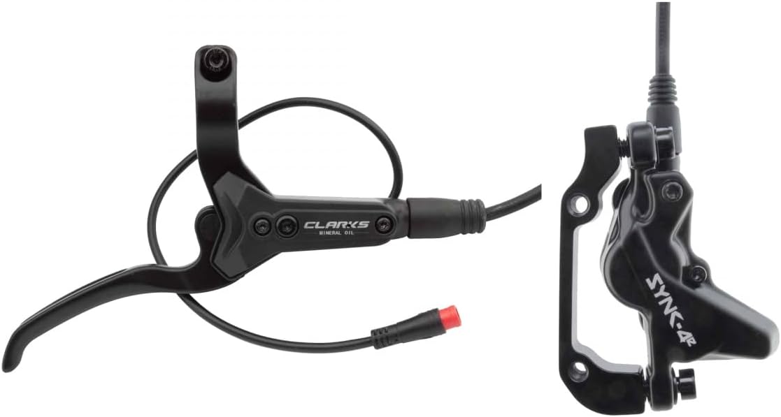 Clarks SYNC-4E Hydraulic Brake Rear Post/is Mount - 4-Piston E-Bike Brake System with Mineral Oil, Smooth Modulation, Motor Shut-Off Compatible