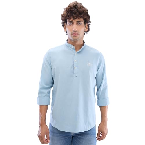 Image of Spykar Men's Regular Fit N /A Full Sleeve Solid Casual Shirts