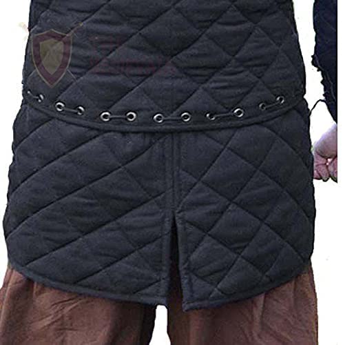 Gambeson Thick Padded Full Sleeves Gambeson Coat Aketon Jacket Armor, Cotton Fabric Gambeson Jacket By Its Medieval (3Xl, Black), 3X-Large, Im-0573 #TOP5
