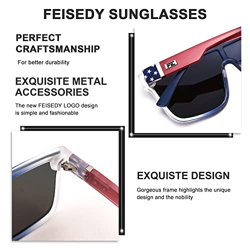 Image of FEISEDY Sunglasses for Women Men, Fashion Mirrored Single Lens Shades