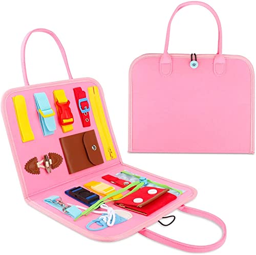 Tablero Ocupado para Niños, Habilidades Básicas Juguetes Educativo Temprano Busy Board para Niños Juguetes Sensoriales Montessori Aprende a Vestir Habilidades Motoras Finas Aprendizaje Regalo Cover