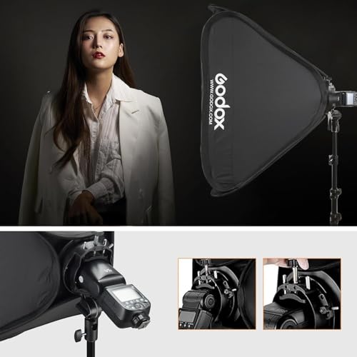 Godox SGGV6060 - Kit de caja de luz plegable con soporte de flash S2, 60 x 60 cm, caja blanda con rejilla con soporte Bowens para Godox AD400PRO AD200PRO AD200PRO AD200 V1 V1Pro V100 V860III TT685II - imagen 2