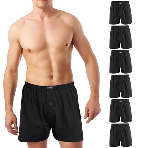 Lakpoau Boxershorts Herren 6er Pack Männer Unterhosen Weiche Lockere Boxer Unterwäsche Baumwolle Atmungsaktive Komfortable mit elastischem Bund Multipack BL_XL