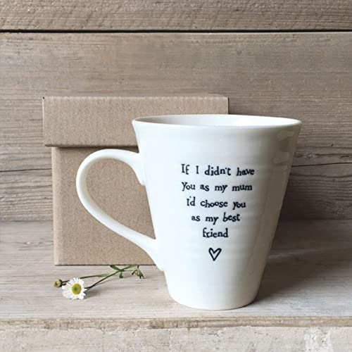 East of India Mum Best Friend Porcelain Mug, White With Light Blue Pattern, Medium