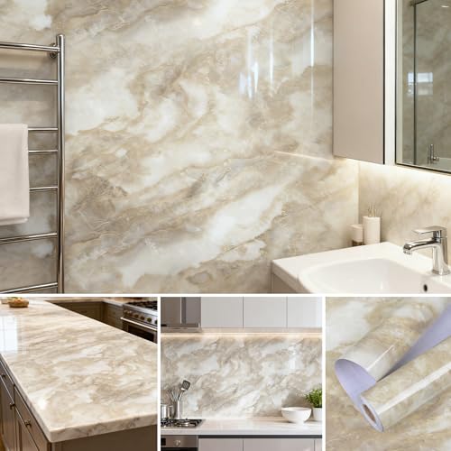 A-b-cil Cloudy Cream Marble Wallpaper 400" X 16" Waterproof Marble