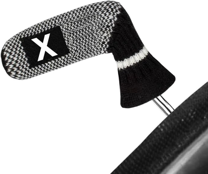 Scott Edward 1PCS Knitted Golf Club Head Covers for Irons Wedge Cuteness and Basically Socks Shape Washable Golf Club Head Protector on Pattern Style Double Sided Customized(Black White Dot) — image 1