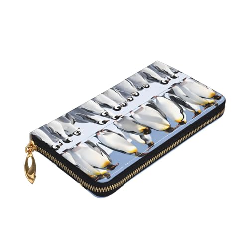 (Penguin) Faux Leather Wallet Long Clutch Zipper Purse Card Holder Travel Coins Cash Organizer Phone Pocket 7.48 x 4.13 x 0.9 inches3