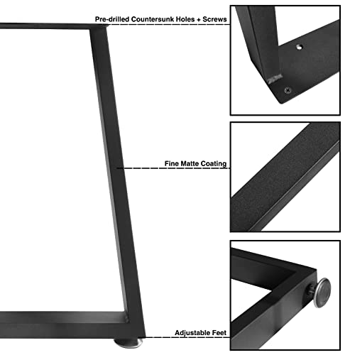 Image of 16 inch Metal Furniture Legs with Adjustable Feet - Desk, Coffee Table, Bench Legs, DIY for Side Table, Nightstand, Chair - U-Shaped 16 inchx11 inch