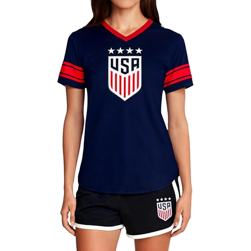 Icon Sports Officially Licensed US Women's National Soccer Team Game Day Shirt - Women Adult - USSF77WGD Navy S