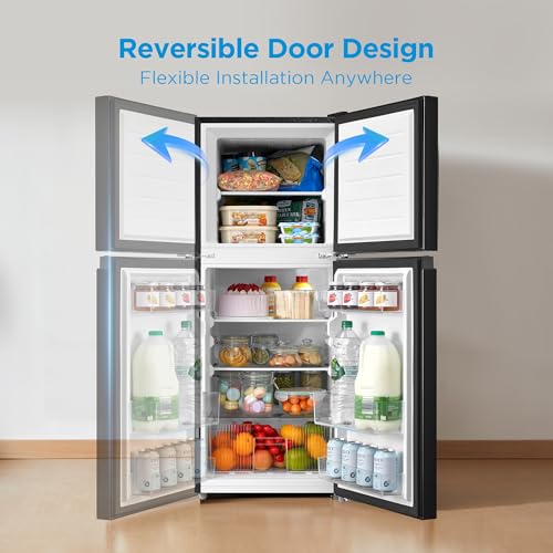 Image of Midea MERM45S3ABB 4.5 Cu.ft Mini Fridge with Freezer,with Internal Light, Adjustable Thermostat, Reversible Door, Low Noise for Dorm, Office, Bedroom Black