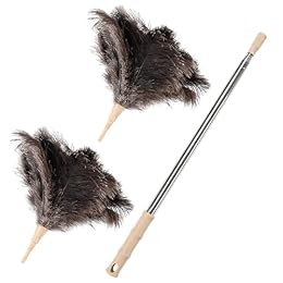 MehelloFeather Ostrich Feather Duster 27-94Inch Retractable Fluffy Natural Detachable Ostrich Feather Duster Used for Household Cleaning and High-Altitude Cleaning (2PCS)