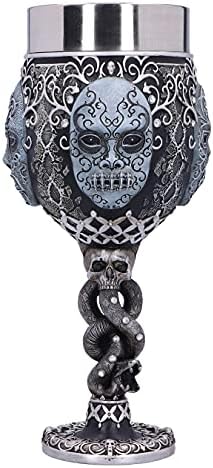 Nemesis Now Harry Potter Death Eater Mask Voldemort Collectible Goblet, Resin, Black Silver, 19.5cm