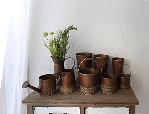 Amazon Co Jp ブリキ アンティーク風 花瓶 フラワーポット ブロンズ スチール製 高さ約26cm ホーム キッチン