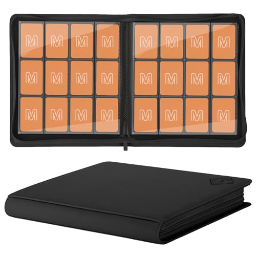 Premium Card Binder 12 Pocket for 720 Pockets Trading Card Binder PU Zipper Card Collection Album Sturdy Side-Loading Card Book Holder for MTG TCG Game Cards Sports Cards