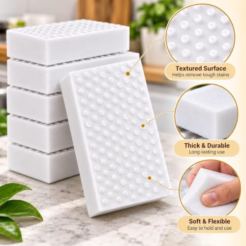 Image of Magic Eraser Cleaning Sponge for Wall Cleaning, Chemical-Free Multi-Purpose Cleaning Sponge for Kitchen, Bathroom, Shoes, Switch Boards & Tough Stain Removal, Pack of 2