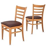 STABOOS CH61 Esszimmerstuhle 2er Set Holz Stuhl bis 150 kg - Fertig montiert - Küchenstuhl gepolstert - massiv Holz Buche (Natur - Braun)