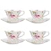 Gracie China by Coastline Imports Purple Floral Porcelain Tea Cup and Saucer, 7-Ounce, Set of 4