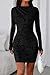 PRETTYGARDEN Women's Fall Bodycon Dresses 2025 Sexy Long Sleeve Ruched Lace Floral Mini Party Dress Tight Club Outfits(Black,Medium)