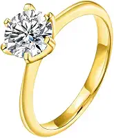 Anel Solitário Zircônia 3mm, Banhado em Ouro 18K, Tungstênio