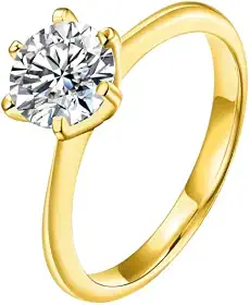 Anel Solitário Zircônia 3mm, Banhado em Ouro 18K, Tungstênio