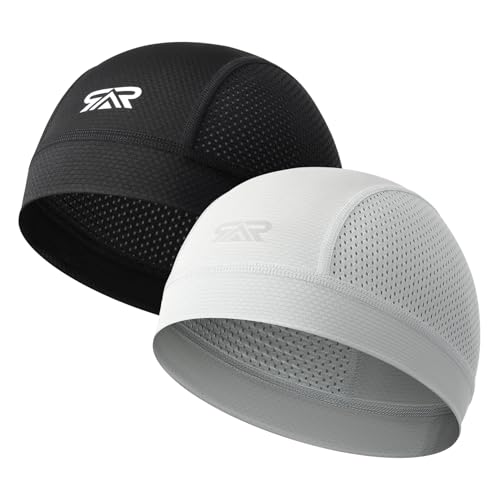 SUNMECI 2 Pcs Cooling Breathable Mesh Skull Cap for Men Women Lightweight Quick Dry Cycling Moto Helmet Hard Hat Liner