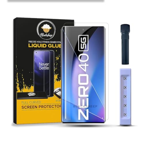 Image of BLACKSHEEP HD+ UV Tempered Glass Screen Protector Guard Compatible For Infinix Zero 40 5G (6.78 Inch, Pack of 1) Full Adhesive UV Curved Case Friendly HD Clarity with easy installation kit