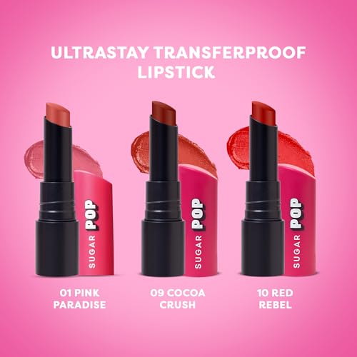Image of SUGAR POP Ultrastay Matte Transferproof Pack of 3 - Bold Shades | Enriched with Vitamin E | Smooth Glide | Waterproof & Longlasting | 12gm