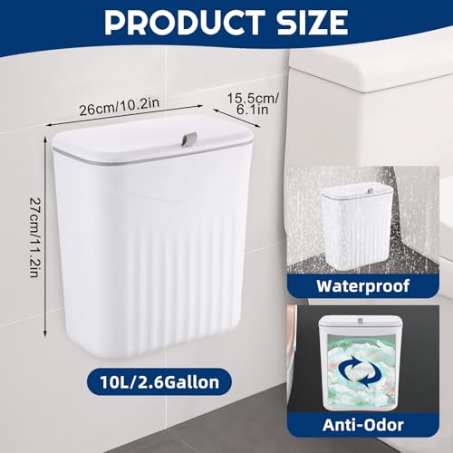 Canecas de basura colgantes 3 pack con tapa blancas miniatura 2