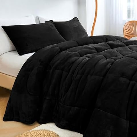 HCORA Faux Fur Queen Comforter Set Cover
