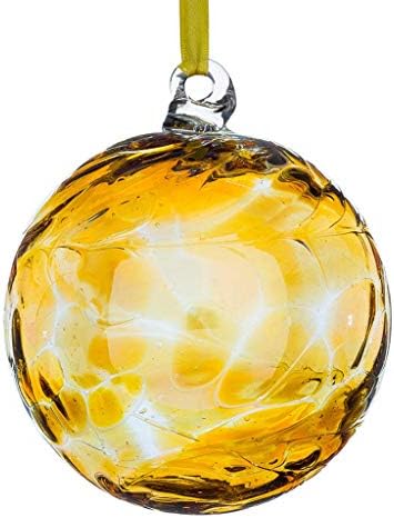Sienna Glass November Birthstone Glass Friendship Ball-Topaz, 11 x 11 x 14 cm