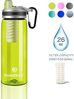 Easiestsuck Filter Water Bottle 26 oz,Medical Grade Filtered Integrated Outdoor Water Bottle,Leak Proof