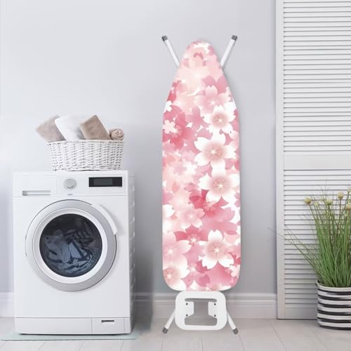 Image of Cherry Blossom Print Ironing Board Cover 15x54 Inch Standard Ironing Board Cover with Elastic Edge and Hook and Loop Stain Resistant Covers