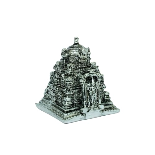 Image of Silver-Plated Balaji Temple | Divine Idol for Peace, Prosperity, Positive Energy & Success | Tirupati Balaji Temple for Home, Office, Business, Gifting & Pooja Room | 5.5cm x 4cm x 7.5cm