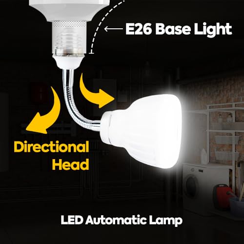 Image of LED Motion Sensor and Light Sensor Flexible Directional Automatic Lamp with E26 Bulb Socket Night Light PIR Dusk to Dawn 5W 6500K for Bedroom Garage Basement Stairway Warehouse