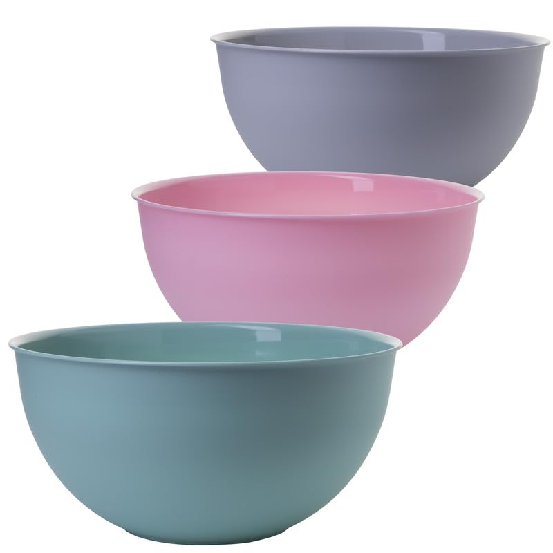 Set De 3 Saladiers 2friends Avec Couvercles 5L - Sans BPA, Coloris Pastel (Gris, Rose, Vert) - Fabriqué En UE
