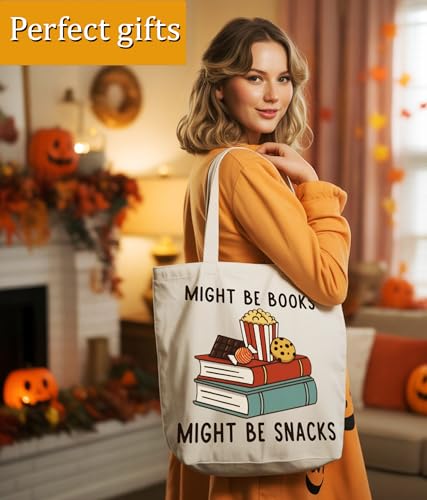 Image of Book Lovers Gifts Tote Bag for Bookish Readers, Aesthetic Book Tote Bag for Librarian, Medium Size with Inner Pocket