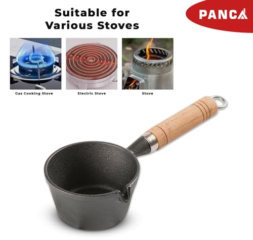 Image of PANCA Cast Iron Tadka Pan | 4 Inch Pre-Seasoned Tempering Pan for Dal & Spices | Gas & Stove-Friendly, 450g Heavy Duty Vaghar /Chounk Pan | 100% Toxin-Free Naturally (Square)
