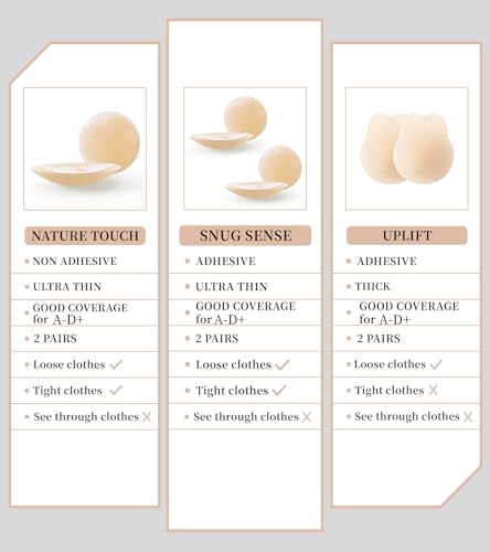 Image of 2 Pairs Sticky Silicone Nipple Covers for Women Reusable, Ultra-Thin Adhesive Pasties Nipple Cover No Show Seamless
