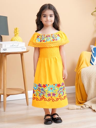 Image of Mexican Dress for Girls Traditional Vestidos Mexicanos Cinco de Mayo Embroidered Dresser Toddler Kids